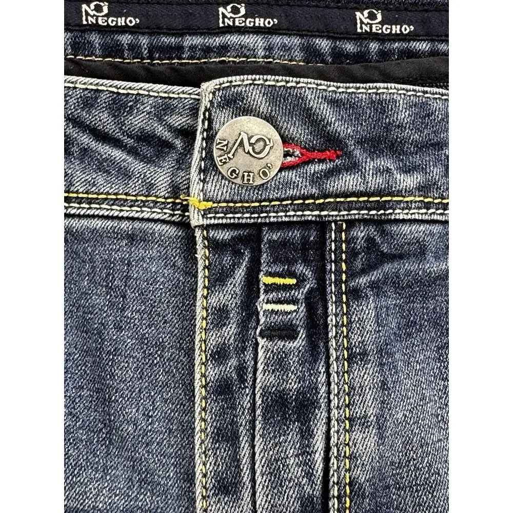 Negho Italian Jeans 36 Straight Leg Mid Rise‎ Actual (33Wx31L) Blue Denim